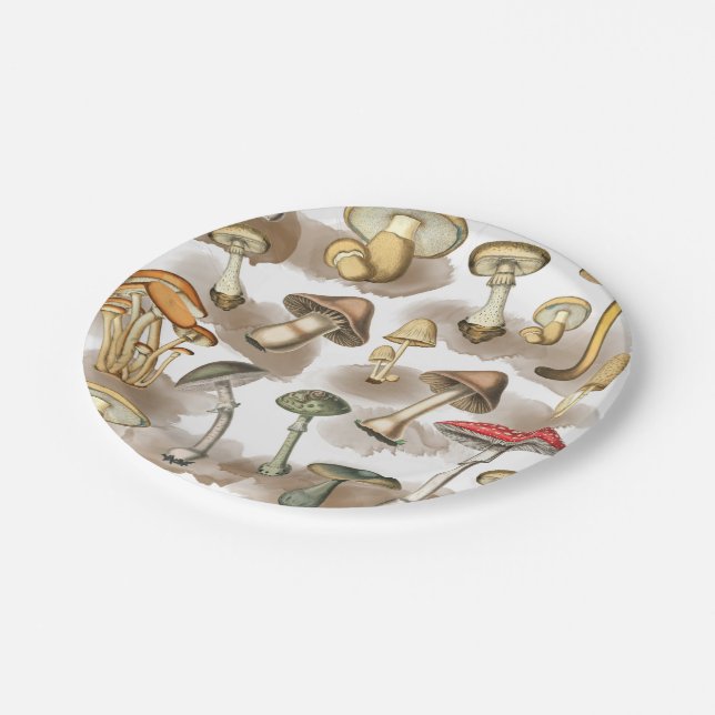 Prato De Papel Cogumelos Florestais Vintage (Inclinado)