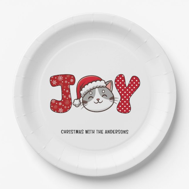 Prato De Papel Coisa de Natal "JOY" Personalizada (Frente)