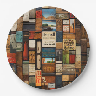 Prato De Papel Colagem de Arte de Tipografia de Livro e Sinal Rús