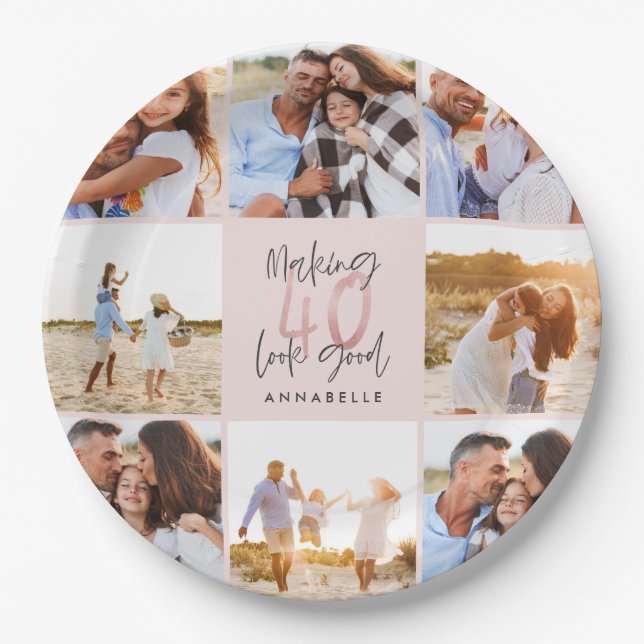 Prato De Papel Colagem de fotografias com brilho cintilante anive (Frente)