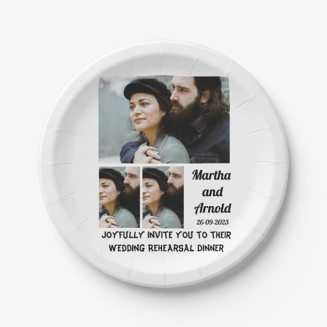 Prato De Papel Colagem de Fotografias personalizada do Janto de E (Frente)