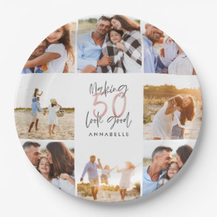 Prato De Papel Colagem de fotos brilhantes brancas de 50 anos