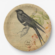 Colagem floral do pássaro bonito da andorinha do