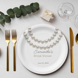 Prato De Papel Colar de Pérolas Fancy Chá de Noiva