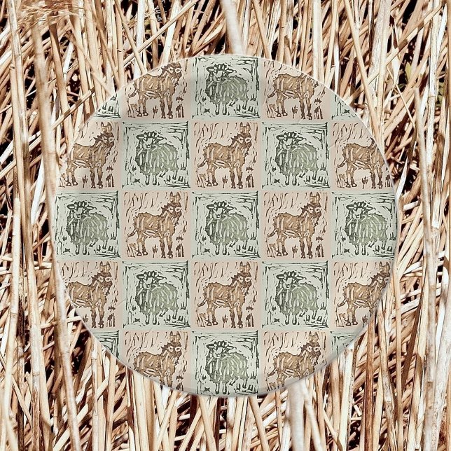 Prato De Papel Colcha de Burro e Ovelha com Impressão em Bloco -  (Criador carregado)