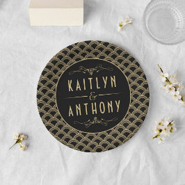 Prato De Papel Coleção de Casamentos Art Deco Gatsby, de 1920