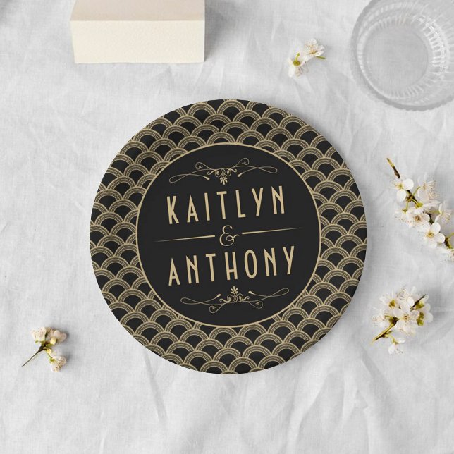 Prato De Papel Coleção de Casamentos Art Deco Gatsby, de 1920 (Criador carregado)