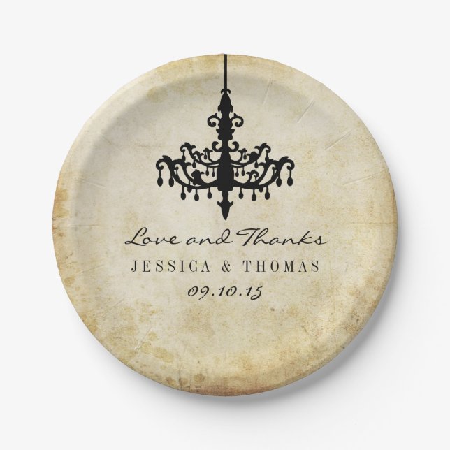 Prato De Papel Coleção de Casamentos Vintage Chandelier (Frente)