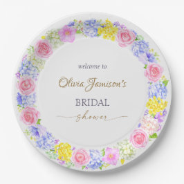 Prato De Papel Coleção de Chás de panela de Wreath Pastel Floral