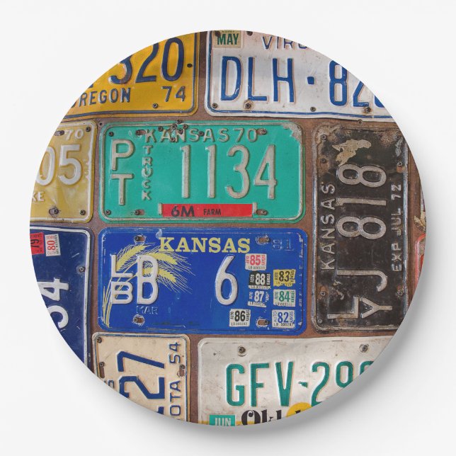 Prato De Papel Coleção de Placas de Licença Retro Rusty (Frente)