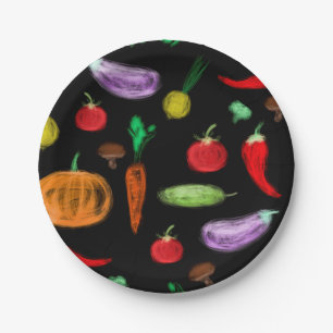 Prato De Papel Colheita de legumes pimentos de tomate cenoura cog