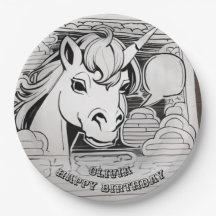 Coloração de unicórnio personalizada em placa de p