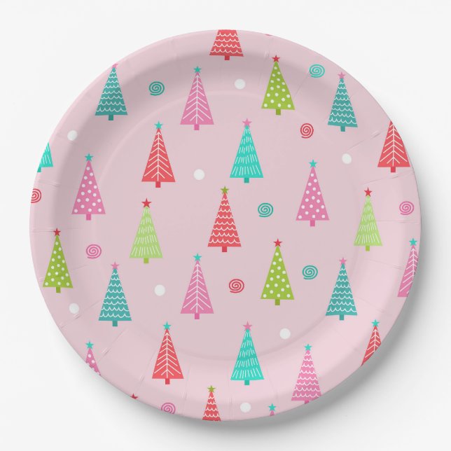 Prato De Papel Colorful Christmas Plates (Frente)