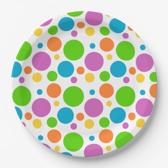 Prato De Papel Colorful Dots Pattern (Frente)