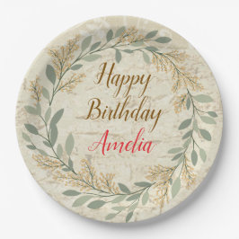 Prato De Papel Colorful Flower Design Birthday Plate