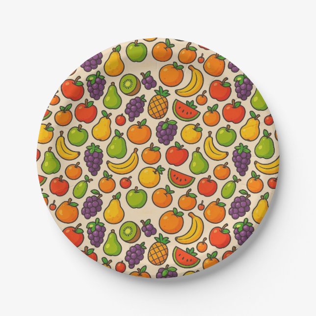 Prato De Papel Colorful fruits patterned (Frente)