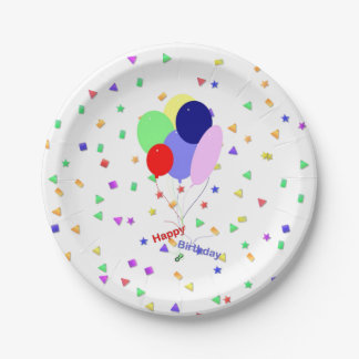 Prato De Papel Colorful Happy Birthday Balloons Paper Plates