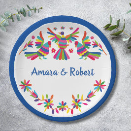 PRATO DE PAPEL COLORFULL OTOMI MEXICAN