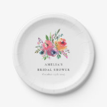 Colorido Floral Aquarela Chá de Noiva Personalizad