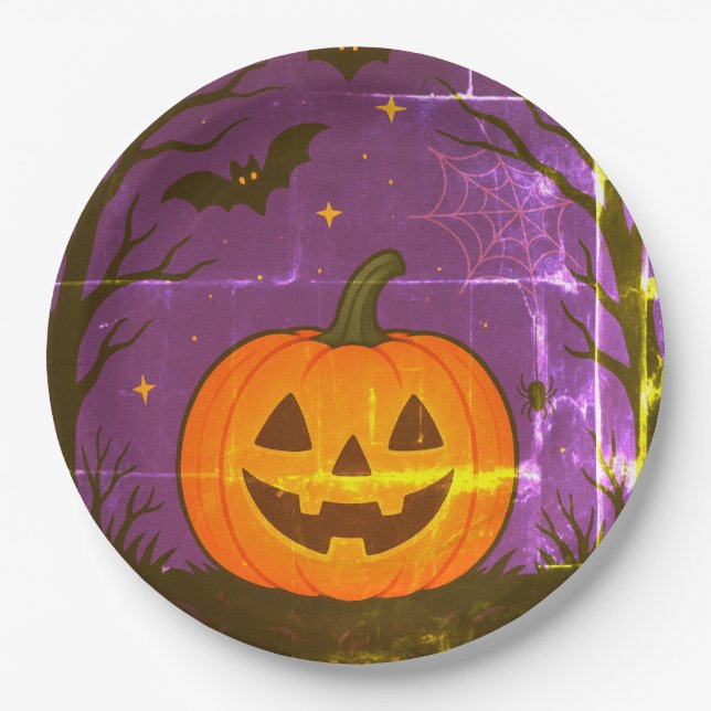 Prato De Papel Colorido Halloween Pumpkin Napkins (Frente)