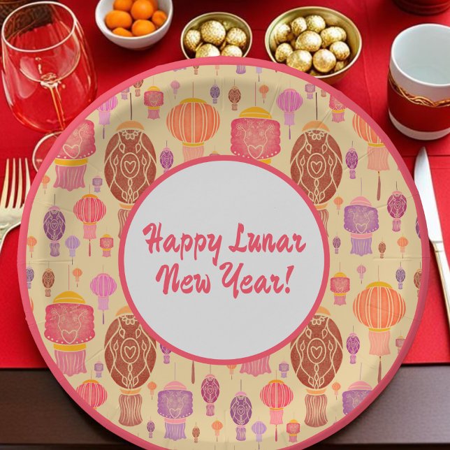 Prato De Papel Colorido Lanternas Chinesas no Ano Novo (Criador carregado)