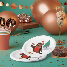 Prato de papel com desenho de Robin Feliz Natal