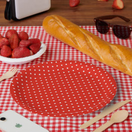 Prato de Papel com Elegante Padrão de Pontos Branc