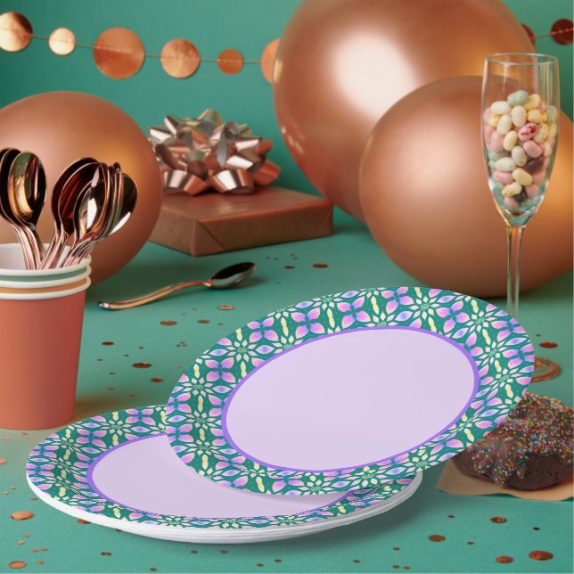 Prato de Papel com Estampa em Pastel Vibrante (Múltiplo)