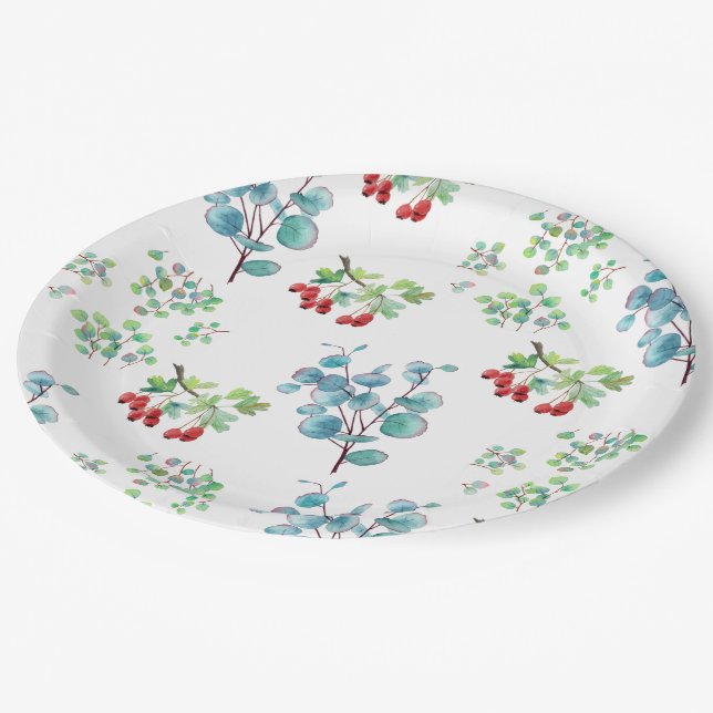 Prato de papel com estampa floral (Inclinado)