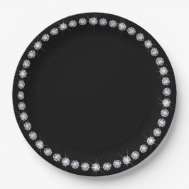 Prato de Papel com Moldura Redonda de Diamante