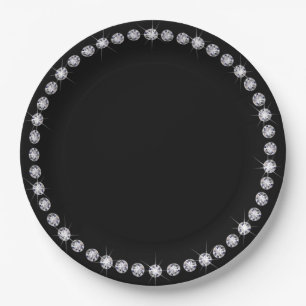 Prato de Papel com Moldura Redonda de Diamante