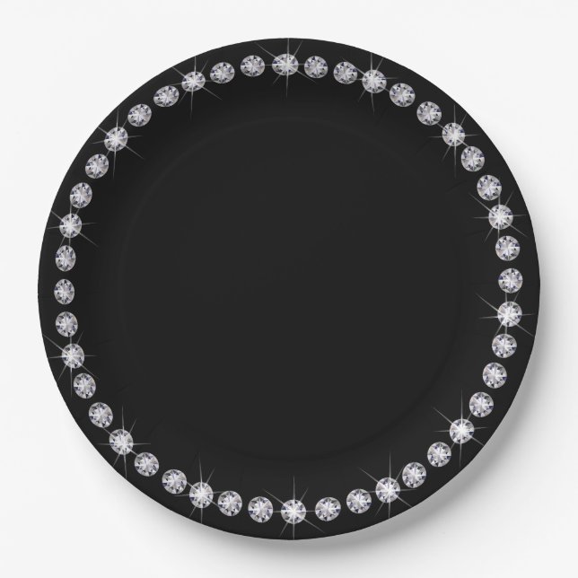 Prato de Papel com Moldura Redonda de Diamante (Frente)