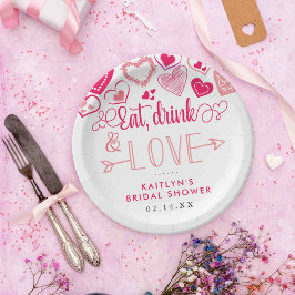 Prato De Papel "Coma, Beba & Ame" Ch&aacute; de Noiva do Dia dos 