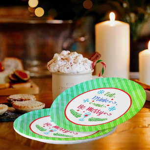Prato De Papel Coma, bebida e seja alegre, o feriado do Natal,