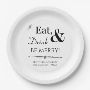 Prato De Papel Coma Bebida E Seja Feliz No Natal Do Médio Do Sécu
