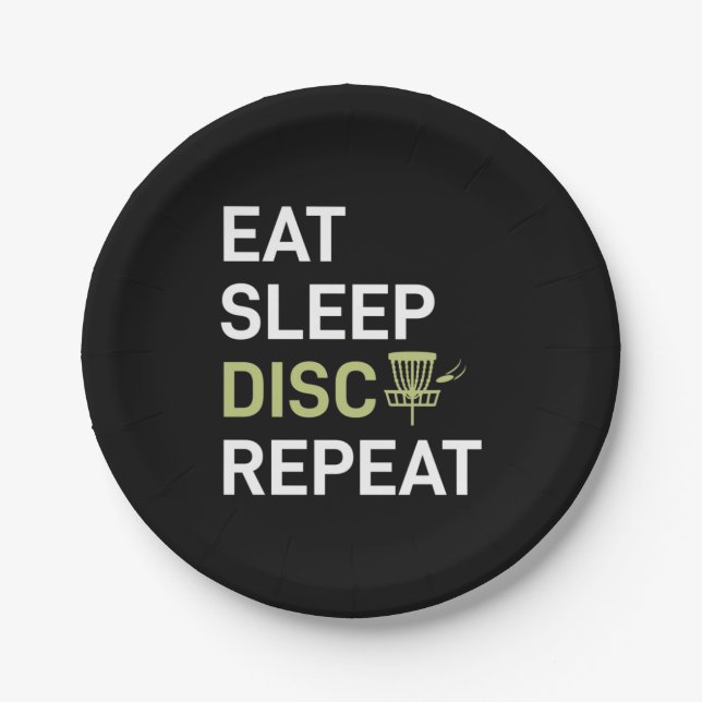 Prato De Papel Coma Dorme Disc Golf Repita (Frente)