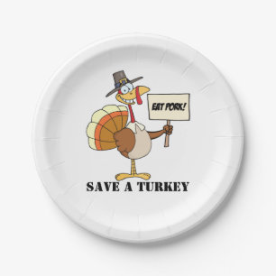Prato De Papel Coma Pork Save A Turkey
