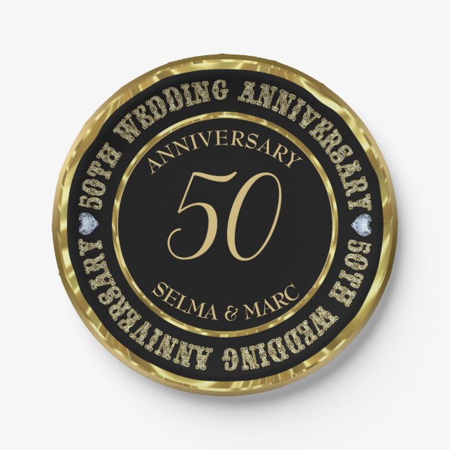 Prato De Papel Combinação Dourado e Preto (Frente)