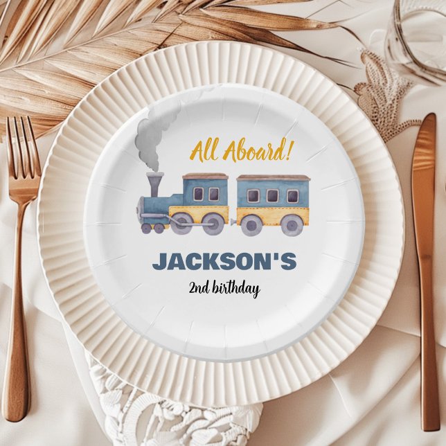 Prato De Papel Comboio Aniversário Chugga Chugga Dois Dois (Criador carregado)