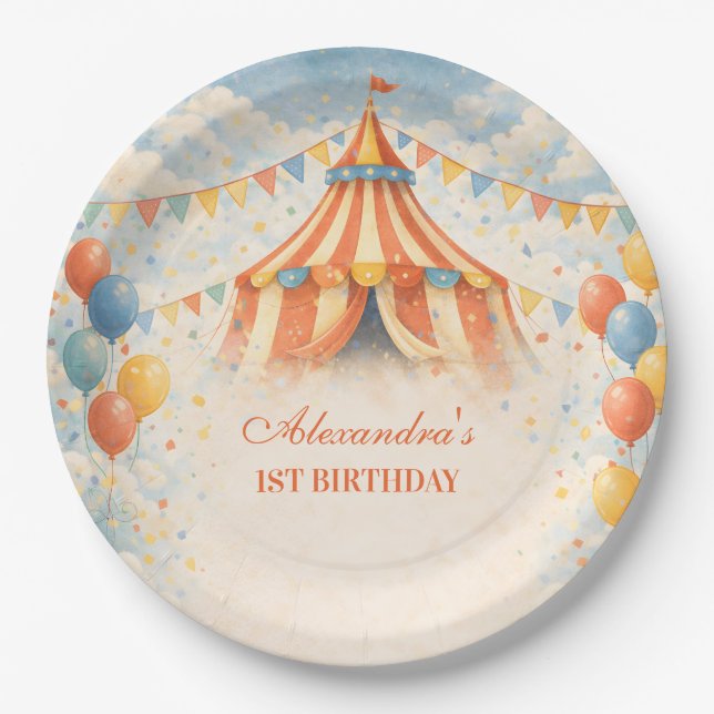 Prato De Papel Come One Come All Circus Birthday (Frente)