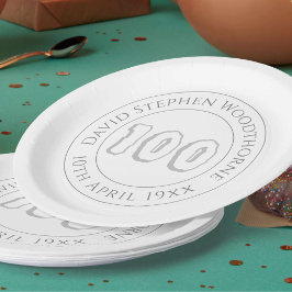Prato de papel comemorativo de 100º aniversário