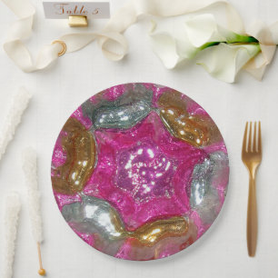Prato De Papel Comensal de casamento cor-de-rosa saboroso da jói