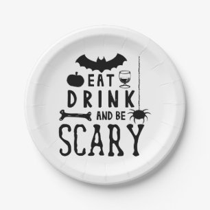 Prato De Papel comer beber e ser assustador halloween
