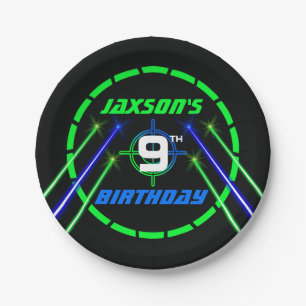 Prato De Papel Comida da Festa de aniversário da etiqueta laser