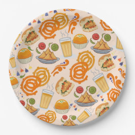 Prato De Papel Comida da rua indiana - Corante festivo