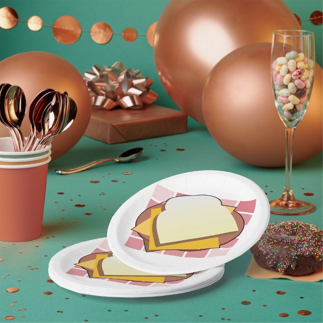 Prato De Papel Comida divertida de sanduíche de queijo delicioso (Criador carregado)