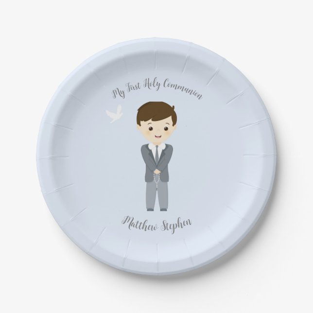 Prato De Papel Communion Dove Boy (Frente)