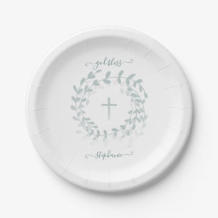Prato De Papel Communion Sage Wreath e Cross