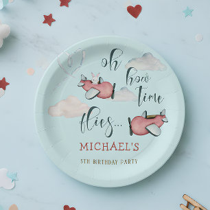 Prato De Papel Como o tempo voa no avião, dia de aniversário