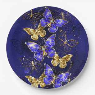 Prato De Papel Composição com borboletas de safira